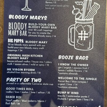 Hash Kitchen - I wish I drank Bloody Mary's..they looked delicious..loved the bar - Breakfast & Brunch Near Me - Pearland, Texas Hash Kitchen - I wish I drank Bloody Mary's..they looked delicious..loved the bar - Breakfast & Brunch Near Me - Pearland, Texas