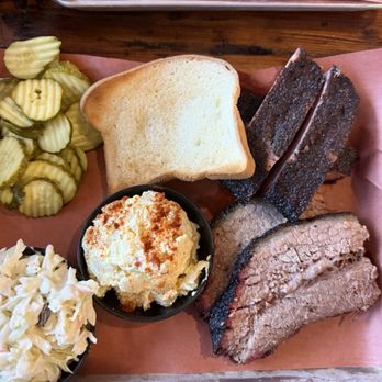 Old 76 Smokehouse - 2 meat tray ( Ribs, brisket, coleslaw, potato salad, GF bread, pickles) - Barbeque Near Me - Branson, Missouri