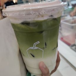 matcha latte w strawberry foam matcha latte w strawberry foam