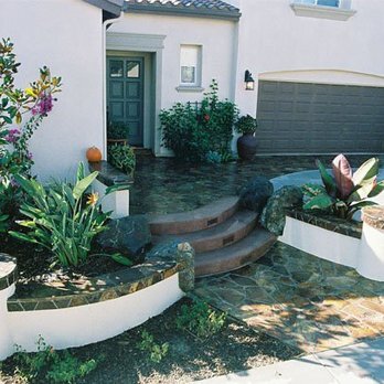 Landcare Logic - a front yard with a stone patio - Landscaping Near Me - San Diego, California Landcare Logic - a front yard with a stone patio - Landscaping Near Me - San Diego, California