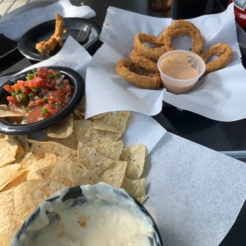 Double Dogs - Queso, Pico and Chips Homemade Onion Rings - Sports Bars Near Me - Lexington, Kentucky