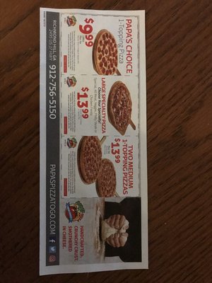 Menu photo 1 Papa's Pizza To Go Richmond Hill, GA Menu photo 1 Papa's Pizza To Go Richmond Hill, GA