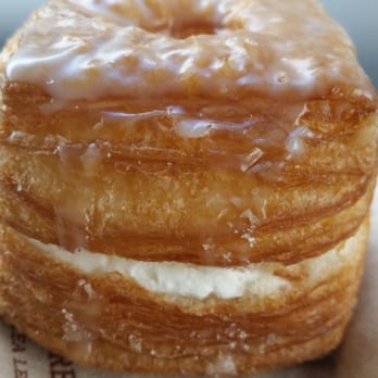 Happy Donuts - Glazed cronut filled with whip cream. Fluffy and light. Not as sweet as it looks for the combo. - Donuts Near Me - Burlingame, California