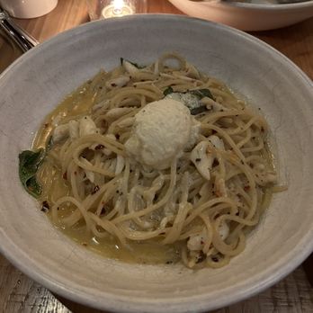 Alta Via - Spaghetti with lump crab, lemon mascarpone, chili, and basil - Italian Near Me - Blawnox, Pennsylvania