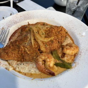 Grits & Eggs Breakfast Kitchen - Fried Catfish and Grits w side of shrimp - Breakfast & Brunch Near Me - Atlanta, Georgia Grits & Eggs Breakfast Kitchen - Fried Catfish and Grits w side of shrimp - Breakfast & Brunch Near Me - Atlanta, Georgia