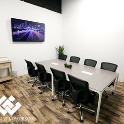 Grindstone Coworking - Conference Room in Edinburg can seat up to 10 persons.