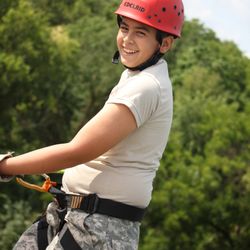 Missouri Military Academy - A student gets ready to rappel down the 40-foot tower on campus.