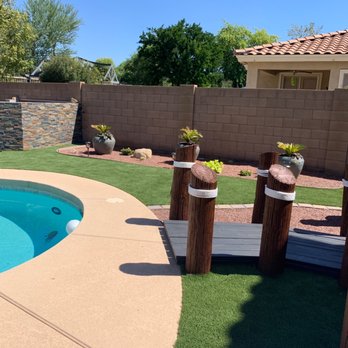 Desert Cleanup Services - Concrete work. Walk around the pool filter. - Landscaping Near Me