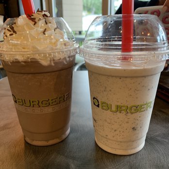 BurgerFi - Chocolate milk shake left, cookies and cream milk shake right - Burgers Near Me - Davie, Florida BurgerFi - Chocolate milk shake left, cookies and cream milk shake right - Burgers Near Me - Davie, Florida