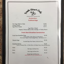 Fresh Start Cafe - Breakfast menu
