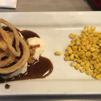 Perkins American Food - Meatloaf with fried onions over mashed potatoes and corn - American Near Me - Lehigh Acres, Florida Perkins American Food - Meatloaf with fried onions over mashed potatoes and corn - American Near Me - Lehigh Acres, Florida