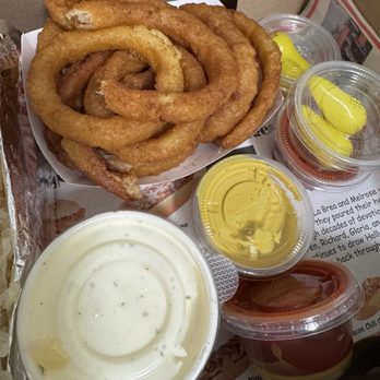 Pink's Hot Dogs - Onion Rings and Ranch Dressing. 10/10 - Hot Dogs Near Me - Los Angeles, California