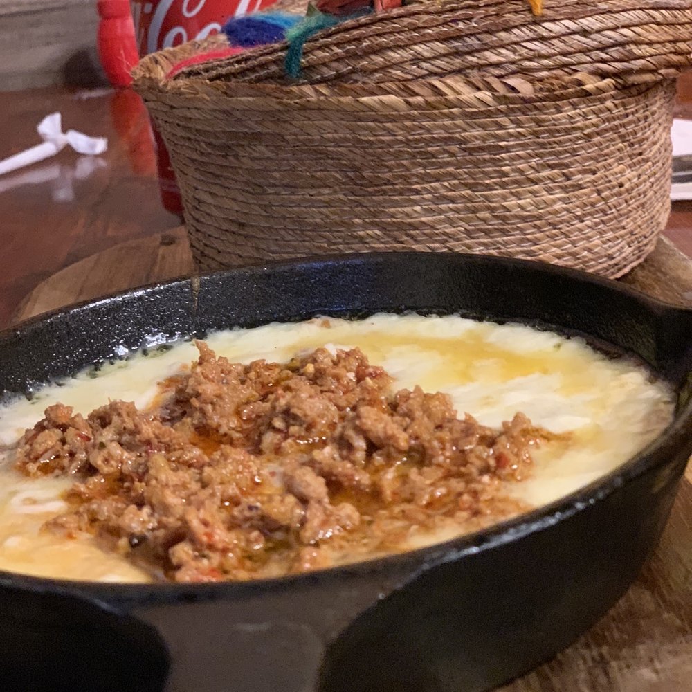Mexico 1810 - Cheese with chorizo dip with floor tortilla's. - Mexican Near Me - Miami, Florida Mexico 1810 - Cheese with chorizo dip with floor tortilla's. - Mexican Near Me - Miami, Florida