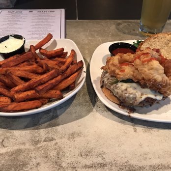 Flip Side - Sweet potato fries with horseradish mustard dipping sauce and the chili pepper burger. Damn good!!! - Burgers Near Me - Columbus, Ohio Flip Side - Sweet potato fries with horseradish mustard dipping sauce and the chili pepper burger. Damn good!!! - Burgers Near Me - Columbus, Ohio