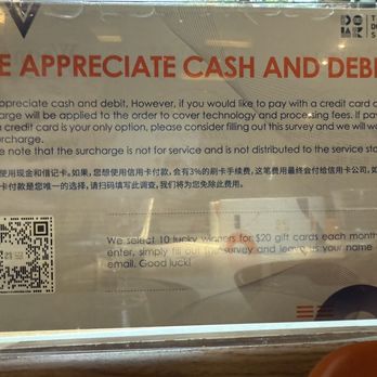 The Dolar Shop - 3% credit card fee unless completing a survey - Chinese Near Me - Bellevue, Washington