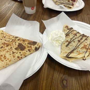Denali Wild Crepes - Wild crepe (left) & bear claw crepe (right) - Creperies Near Me - Denali Park, Alaska Denali Wild Crepes - Wild crepe (left) & bear claw crepe (right) - Creperies Near Me - Denali Park, Alaska
