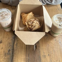 Chai Iced Tea, Red Velvet muffin, Croissant