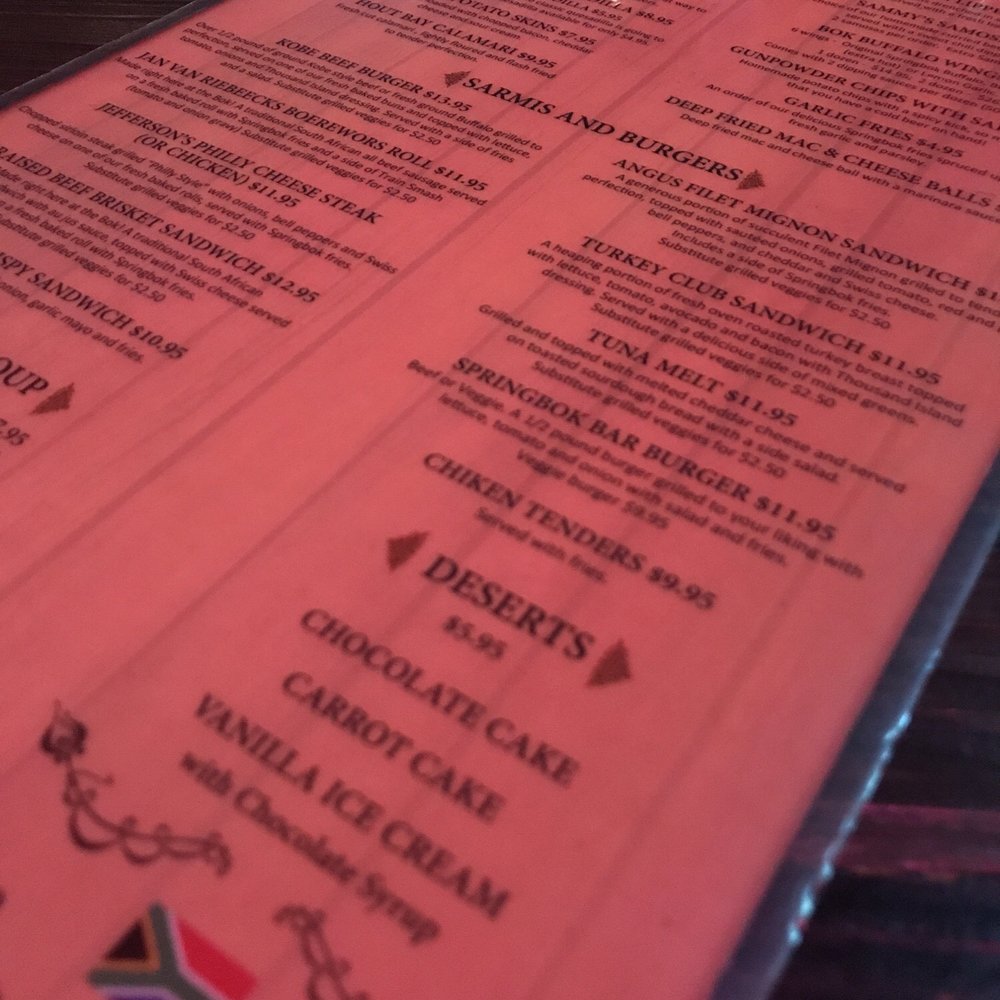 Springbok Bar & Grill - Menu - Sports Bars Near Me - Van Nuys, California Springbok Bar & Grill - Menu - Sports Bars Near Me - Van Nuys, California