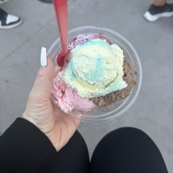 Bruster's Real Ice Cream - 4 scoops. Birthday cake was the fave. - Desserts Near Me - Eastvale, California Bruster's Real Ice Cream - 4 scoops. Birthday cake was the fave. - Desserts Near Me - Eastvale, California