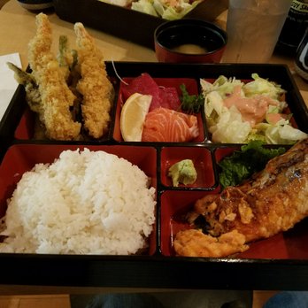 Kenko Ya - Three piece combo. Salmon, sashimi, and tempura. - Japanese Near Me - Kaneohe, Hawaii