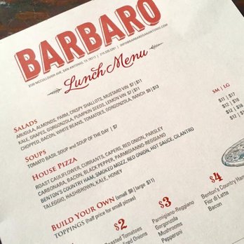 Barbaro - Lunch Menu is so so. - Pizza Near Me - San Antonio, Texas Barbaro - Lunch Menu is so so. - Pizza Near Me - San Antonio, Texas