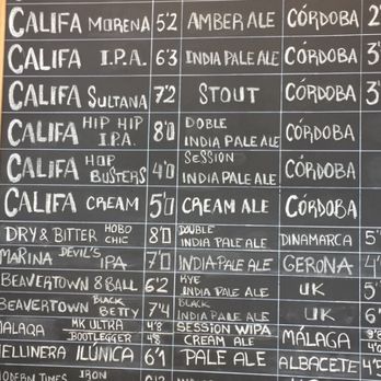 Califa Centro - A few beers from their chalk board selection - Beer Bar Near Me - Córdoba, Colorado