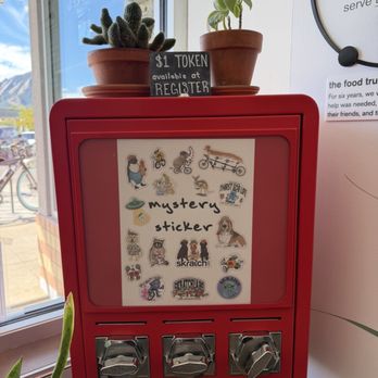 Skratch Labs Table - cute sticker machine - Cafes Near Me - Boulder, Colorado Skratch Labs Table - cute sticker machine - Cafes Near Me - Boulder, Colorado