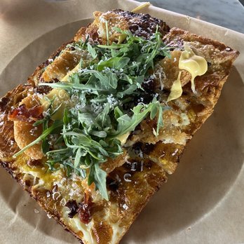 Culinary Dropout - Breakfast Sausage, Bacon & Egg Pizza - New American Near Me - Denver, Colorado Culinary Dropout - Breakfast Sausage, Bacon & Egg Pizza - New American Near Me - Denver, Colorado