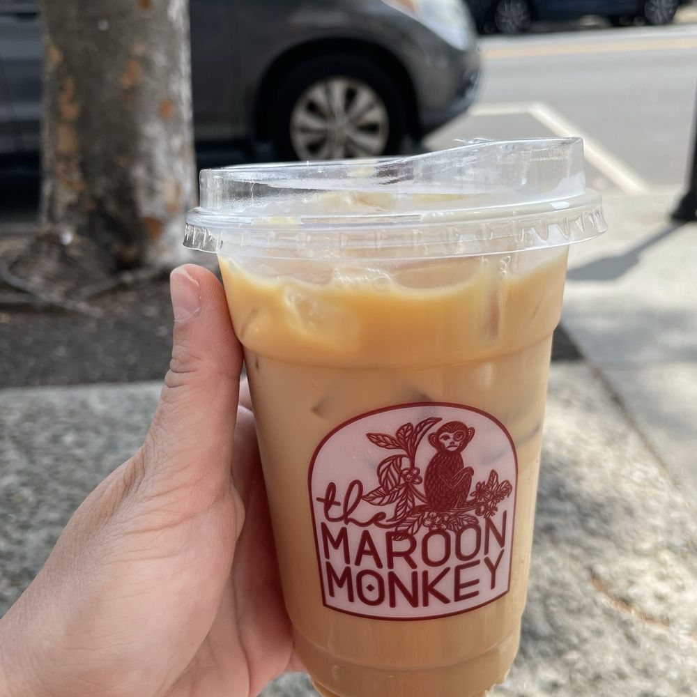 Maroon Monkey Coffee - Almond milk iced latte - Coffee & Tea Near Me - Wilmington, North Carolina Maroon Monkey Coffee - Almond milk iced latte - Coffee & Tea Near Me - Wilmington, North Carolina