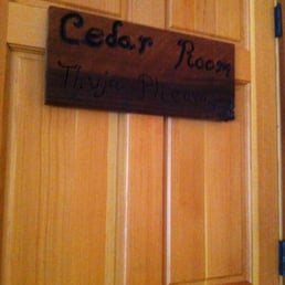 The sign on the door of the cedar room