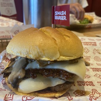 Smashburger - a cheeseburger with onions and cheese - Burgers Near Me - Warwick, Rhode Island