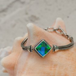 Silver City Sarasota - Sterling Silver Siesta Key Watercolor Gemstone Bracelet