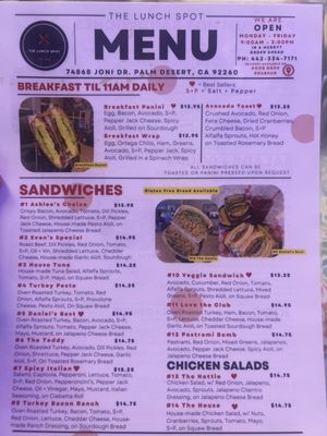 Menu photo 2 The Lunch Spot Palm Desert, CA Menu photo 2 The Lunch Spot Palm Desert, CA