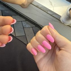Asked for almond nails, these look like round press ons. They look so fake and plastic. Very bendy. And pricey!!!!!