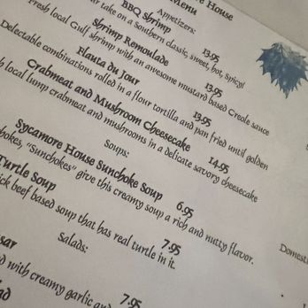 The Sycamore House - Menu - New American Near Me - Bay Saint Louis, Mississippi The Sycamore House - Menu - New American Near Me - Bay Saint Louis, Mississippi