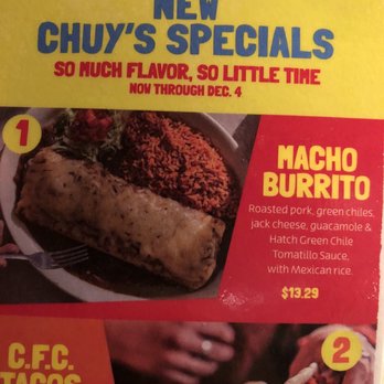 Chuy's - Limited time special menu - Mexican Near Me - Orlando, Florida