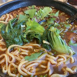 Spicy brisket noodle soup. Spicy brisket noodle soup.