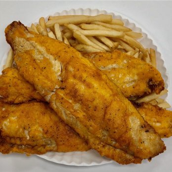 Crown Fried Chicken - Three-piece waiting fish with fries - Seafood Near Me - Bloomfield, New Jersey