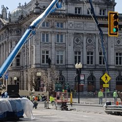 Westmoreland County Court House - Pouring concrete for the new plaza.