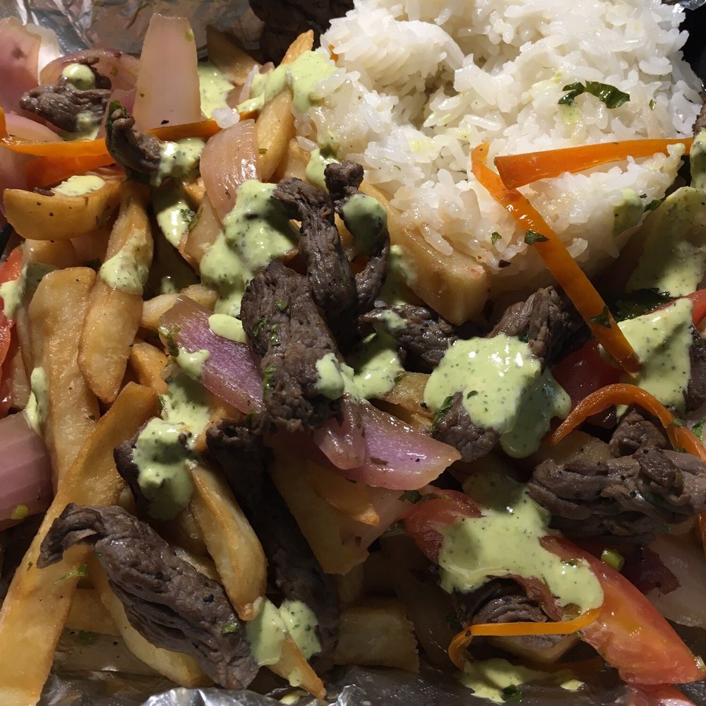 Red Panka - To go order of Lomo Saltado with their delicious sauce - Peruvian Near Me - Redlands, California