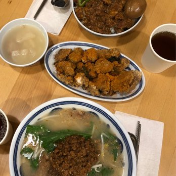 Chimama's Noodle House - Xue Cai Rou Si Mian (bottom) Lu Rou Fan (top) and salt and pepper chicken (middle) - Noodles Near Me - Bayside, New York Chimama's Noodle House - Xue Cai Rou Si Mian (bottom) Lu Rou Fan (top) and salt and pepper chicken (middle) - Noodles Near Me - Bayside, New York