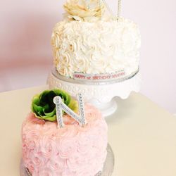 Dvas Custom Cakes & Treats - Rosette Style Birthday Cake & Smash Cake