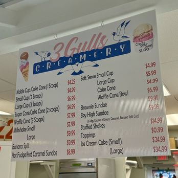 3 Gulls Creamery - Menu - Ice Cream & Frozen Yogurt Near Me - Edisto Island, South Carolina