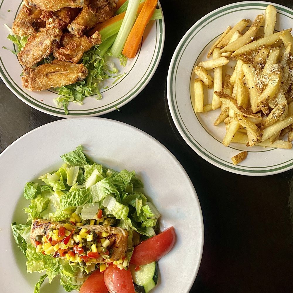 Buffalo Hot Wings Grilled Salmon Salad French Fries Buffalo Hot Wings Grilled Salmon Salad French Fries