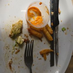 Crazy Train Eatery - the aftermath of my delicious black eye burger!