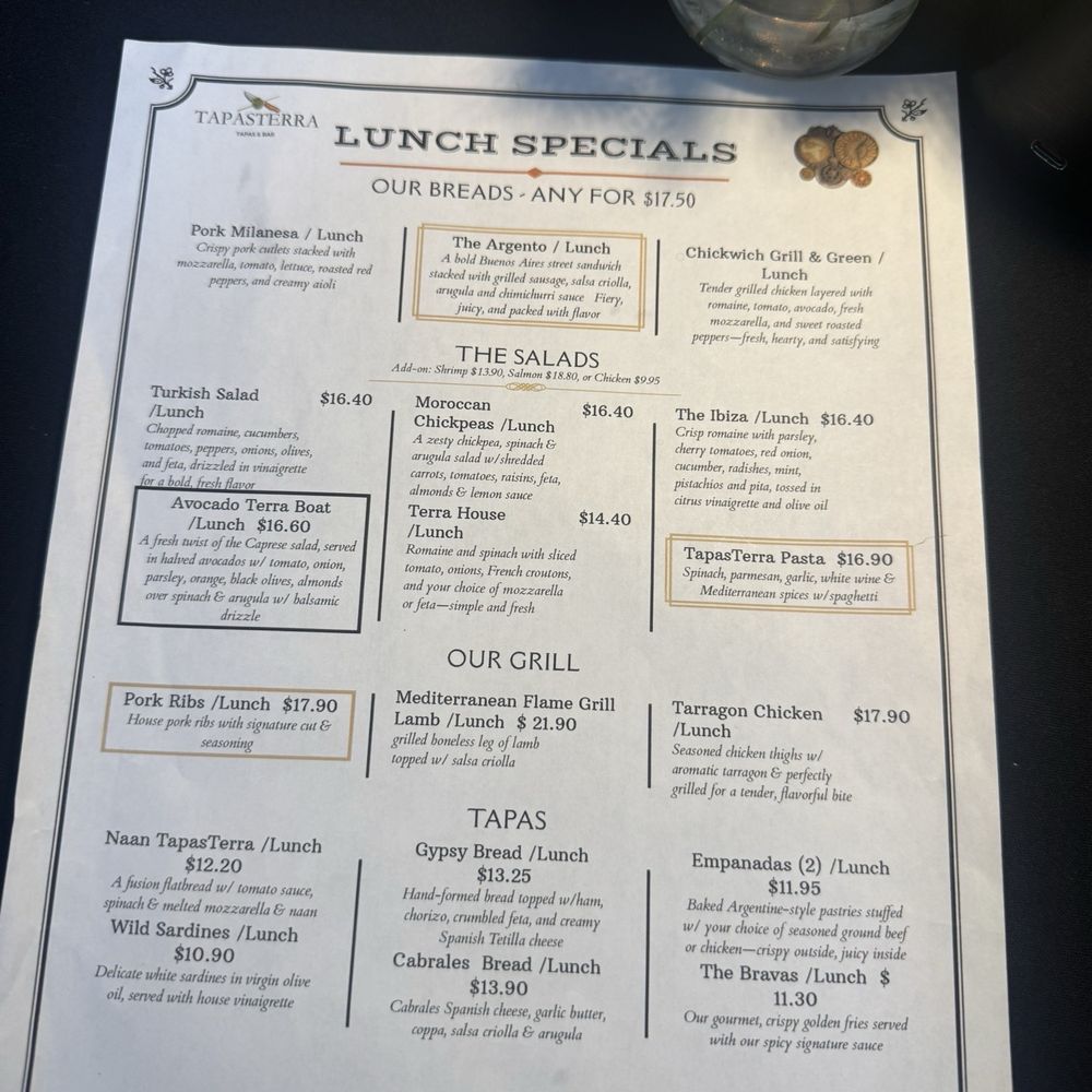 Tapas Terra - Lunch menu - Spanish Near Me - Palm City, Florida Tapas Terra - Lunch menu - Spanish Near Me - Palm City, Florida