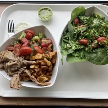 Bolay - Pork & Teriyaki Chicken with Tuscan Zucchini and Broccoli ; Cilantro Noodles, Kale, Spinach, Beans, Cilantro, Fresh Tomatoes - New American Near Me - West Palm Beach, Florida