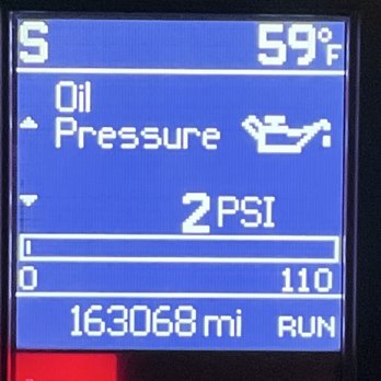 Manuels - This is the oil pressure showing on dash, after Manuel finished replacing oil housing unit.  "BEWARE!!" - Auto Repair Near Me - Rialto, California