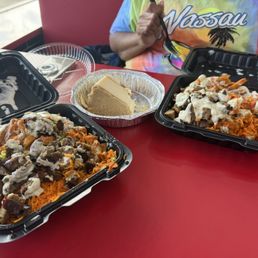 This is the monster plate and the chicken and lamb mixed plate. We also tried the Biscoff cheesecake. Huge portions! This is the monster plate and the chicken and lamb mixed plate. We also tried the Biscoff cheesecake. Huge portions!