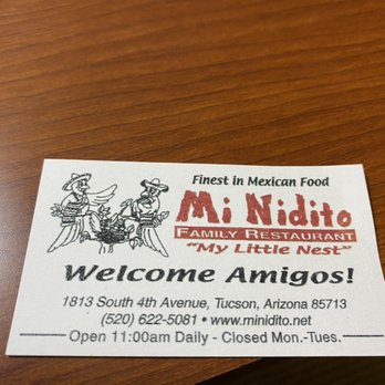 Mi Nidito Restaurant - Here is there card! - Mexican Near Me - Tucson, Arizona Mi Nidito Restaurant - Here is there card! - Mexican Near Me - Tucson, Arizona
